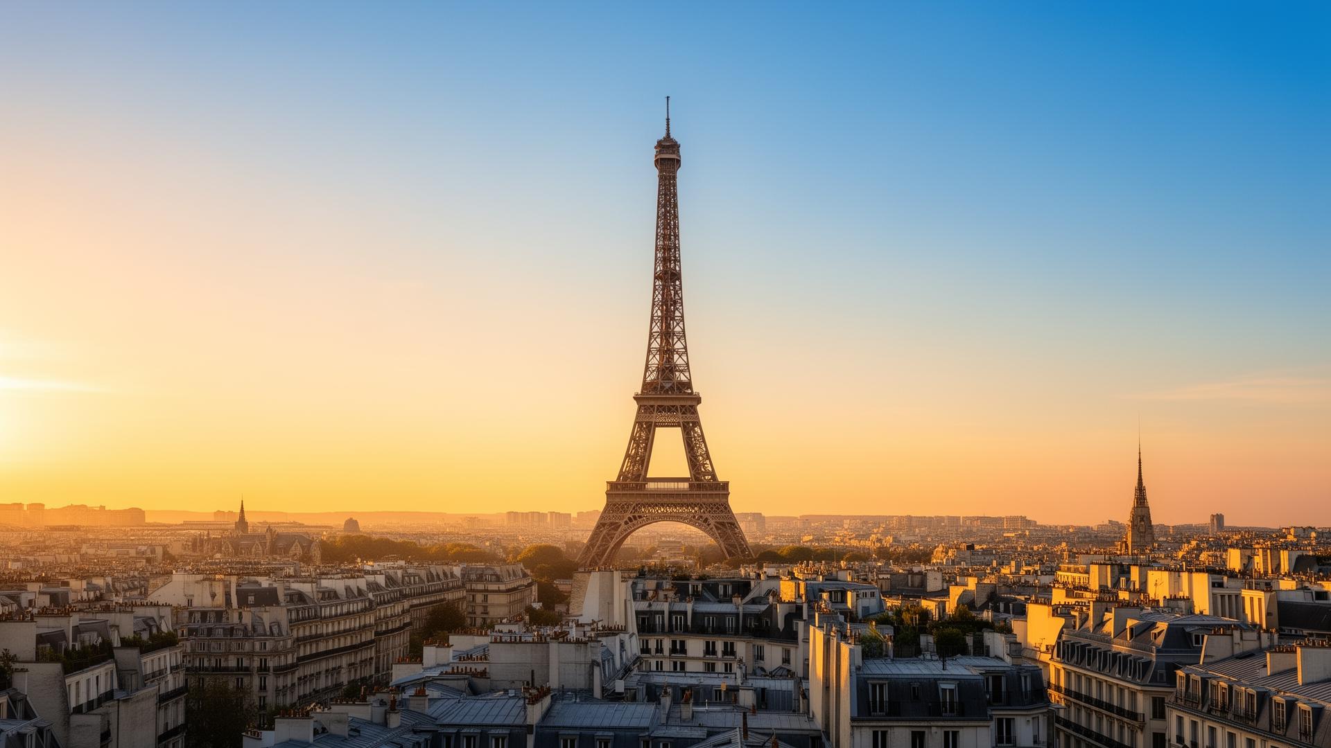 Eiffel Tower at sunrise — learn French online